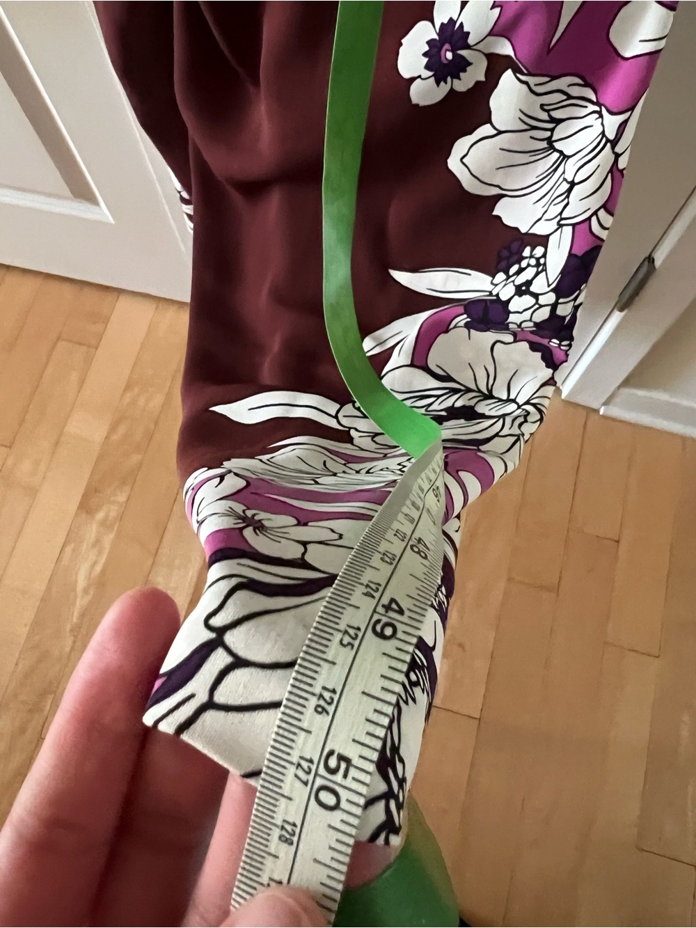 Express Strapless Floral Wide-Leg Jumpsuit in Burgundy with White & Pink Accents - Picture 5 of 5